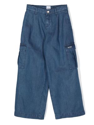 BOSS Kidswear wide-leg cargo jeans - Blue