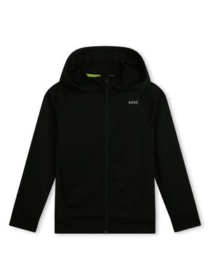 BOSS Kidswear zip-fastening fleece cardigan - Black
