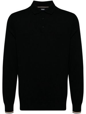 BOSS knitted organic-cotton polo shirt - Black