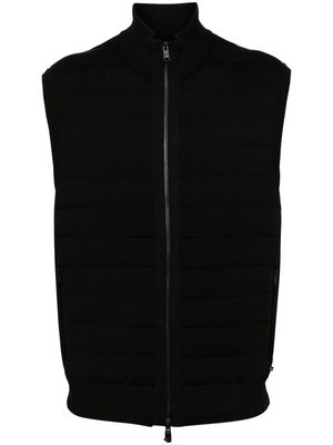 BOSS knitted-panels quilted gilet - Black