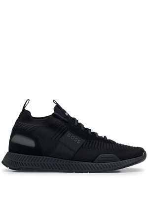 BOSS knitted-upper low-top sneakers - Black
