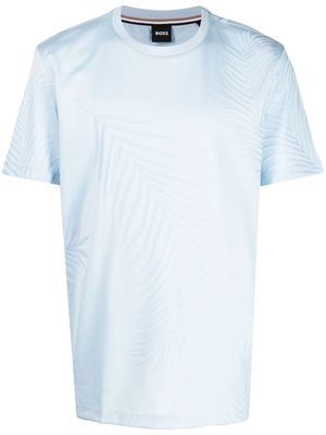 BOSS leaf-jacquard short-sleeve T-shirt - Blue