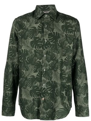 BOSS leaf-print cotton shirt - Green