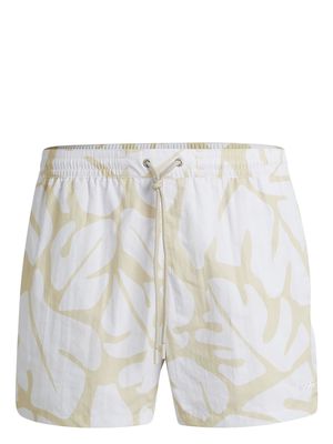 BOSS leaf-print swim shorts - White