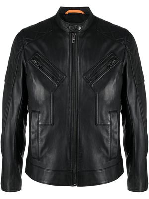 BOSS leather biker jacket - Black
