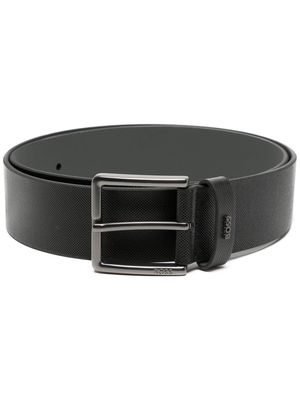 BOSS leather embossed-logo belt - Black