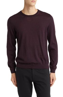 BOSS Leno Wool Crewneck Sweater in Burgundy