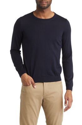 BOSS Leno Wool Crewneck Sweater in Dark Blue