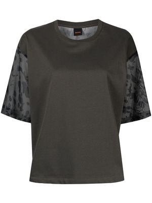 BOSS leopard-print panelled T-shirt - Green
