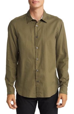 BOSS Liam Regular Fit Button-Up Shirt in Dark Green
