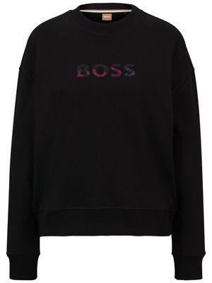 BOSS logo-appliqué cotton-blend sweatshirt - Black