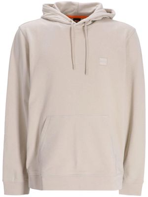 BOSS logo-appliqué cotton hoodie - Neutrals