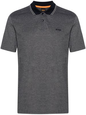 BOSS logo-appliqué cotton polo shirt - Grey