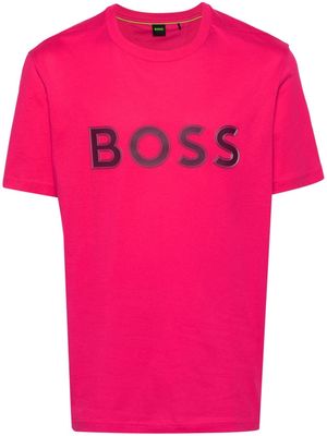 BOSS logo-appliqué cotton T-shirt - Pink
