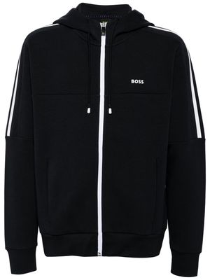 BOSS logo appliqué hoodie - Blue