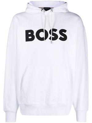 BOSS logo appliqué hoodie - White