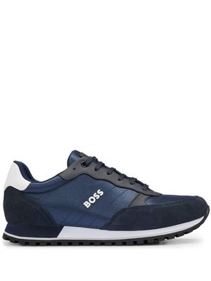 BOSS logo-appliqué panelled sneakers - Blue