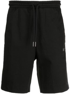 BOSS logo-appliqué track shorts - Black