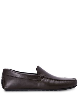 BOSS logo-debossed leather loafers - Brown