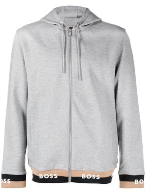 BOSS logo-detail cotton-blend hoodie - Grey