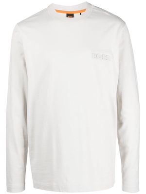 BOSS logo-embossed cotton sweatshirt - Grey