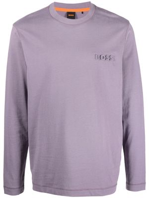 BOSS logo-embossed cotton sweatshirt - Purple