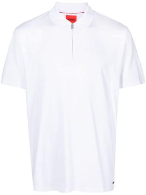 BOSS logo-embossed half-zip polo shirt - White