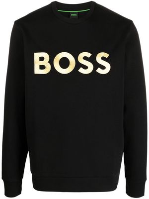 BOSS logo-embroidered cotton-blend sweatshirt - Black