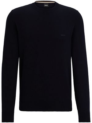 BOSS logo-embroidered cotton jumper - Black