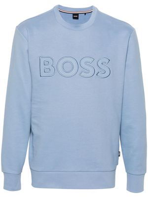 BOSS logo-embroidered cotton sweatshirt - Blue