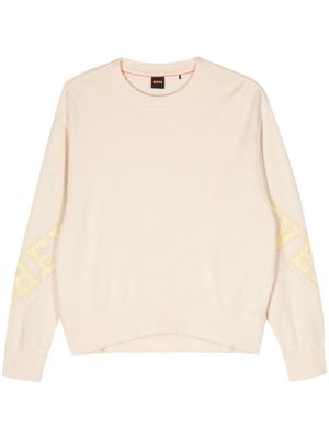 BOSS logo-embroidered cotton sweatshirt - Neutrals