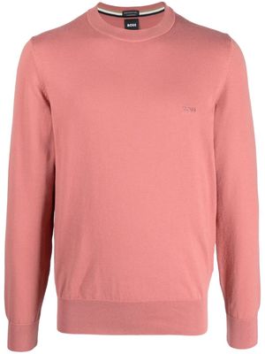 BOSS logo-embroidered cotton sweatshirt - Pink