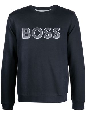 BOSS logo-embroidered crew neck sweatshirt - Black