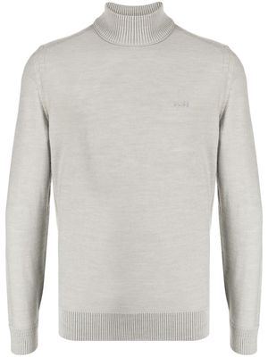 BOSS logo-embroidered high-neck jumper - Grey