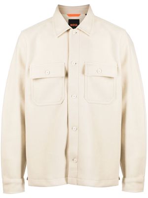 BOSS logo-embroidered shirt jacket - White