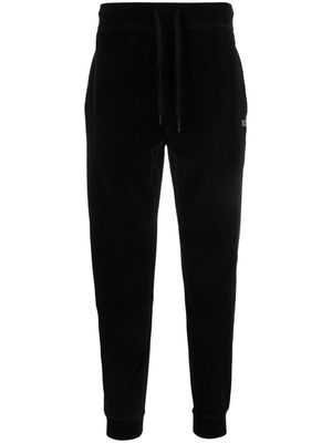 BOSS logo-embroidered velour track pants - Black