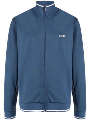 BOSS logo-embroidered zip-up jacket - Blue
