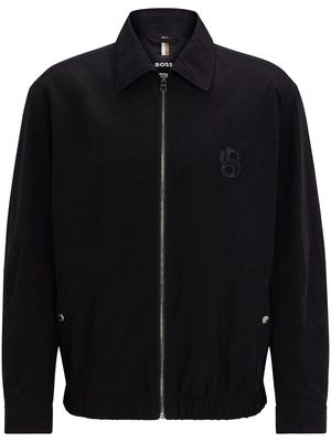 BOSS logo-embroidered zipped jacket - Black