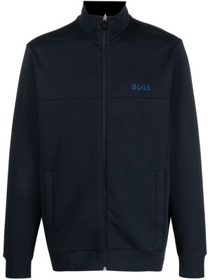 BOSS logo-embroidered zipped jacket - Blue