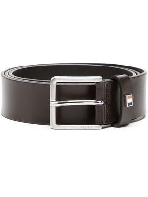 BOSS logo-engraved leather buckle belt - Brown