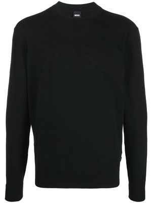 BOSS logo-knit crew-neck jumper - Black