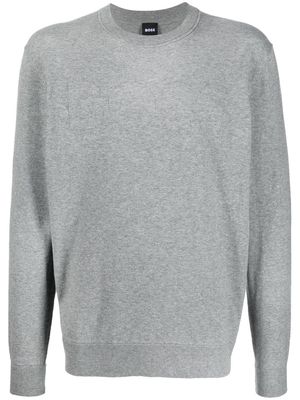 BOSS logo-knit crew-neck jumper - Grey