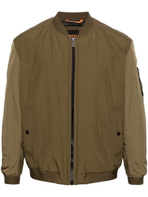 BOSS logo-patch bomber jacket - Green