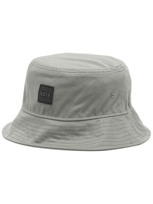 BOSS logo-patch cotton bucket hat - Grey