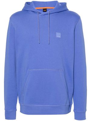 BOSS logo-patch cotton hoodie - Purple