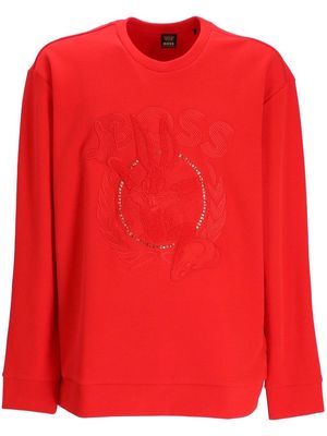 BOSS logo-patch crewneck sweater - Red