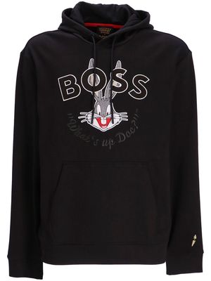 BOSS logo-patch detail hoodie - Black
