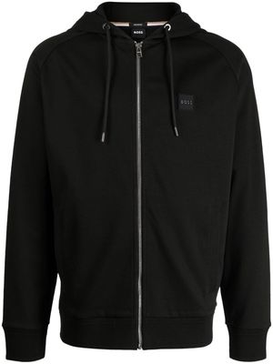 BOSS logo-patch drawstring hoodie - Black