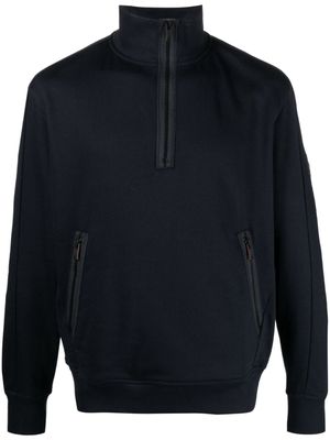 BOSS logo-patch half-zip sweatshirt - Blue