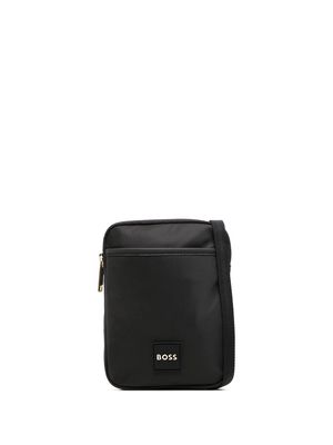 BOSS logo-patch messenger bag - Black